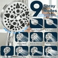 thumbnail image 2 of Shower Head, 4.8" High Pressure Rain Shower head Combo, 9-Mode Adjustable Stainless Steel Polished Chrome Rain Shower Head with Durable Nozzles, 2 of 8