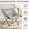 thumbnail image 5 of Folding Saucer Chair for Adults, Faux Fur Reading Lounge Chair with Plush Cushion & Metal Legs, No Assembly, Space-Saving for Living Rooms, Apartments, Dorms, Gray, 5 of 9