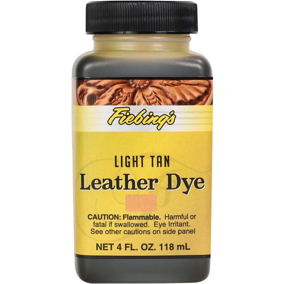 Fiebing's Leather Dye 4oz Light Tan- Alcohol Based penetrating & Permanent Leather dye