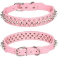 thumbnail image 7 of 1Pack Hot Pink Cat Collar Spiked, Mushrooms Rivet Spike Dog Collar Anti-Bite Studded Protective Pet Neck Faux Leather Female Puppy Collars for XXS, XS, Small, Medium, Large, Dogs Kitten Goat, 7 of 7