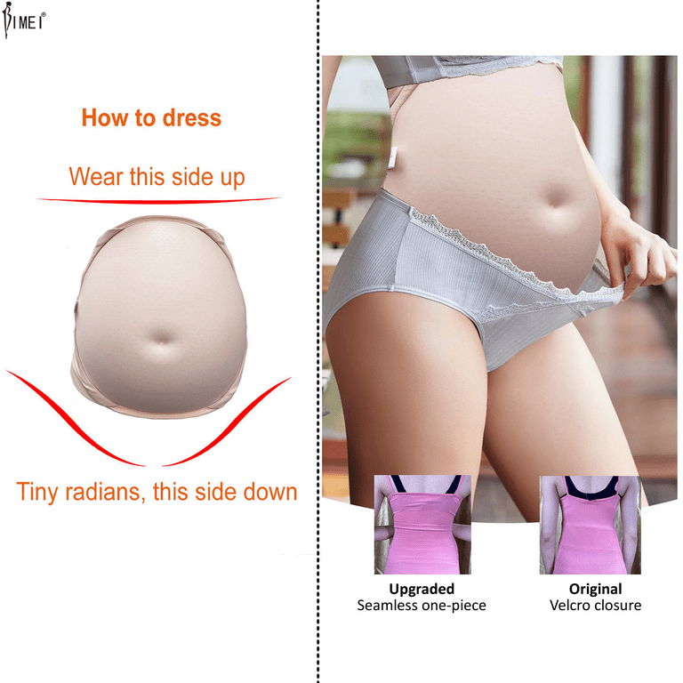BIMEI Fake Pregnancy Sponge Belly with Seamless Waistband for Movie TV  Series Props Spoof Costume Cosplay Actor Performance Women's Novelty  Pregnant Belly Costume Accessory，Beige，S(2-4 months) 