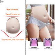 BIMEI Fake Pregnancy Sponge Belly with Seamless Waistband for Movie TV Series Props Spoof Costume Cosplay Actor Performance Womens Novelty Pregnant Belly Costume Accessory,Beige,L(8-10 months)