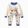 thumbnail image 3 of NOLDARES Infant Toddler Baby Boy 2pcs Long Sleeve Sweatshirt Tops and Pants Set Cartoon Print Fall Winter Clothes Outfits Clothing(White,3-4 Y), 3 of 3