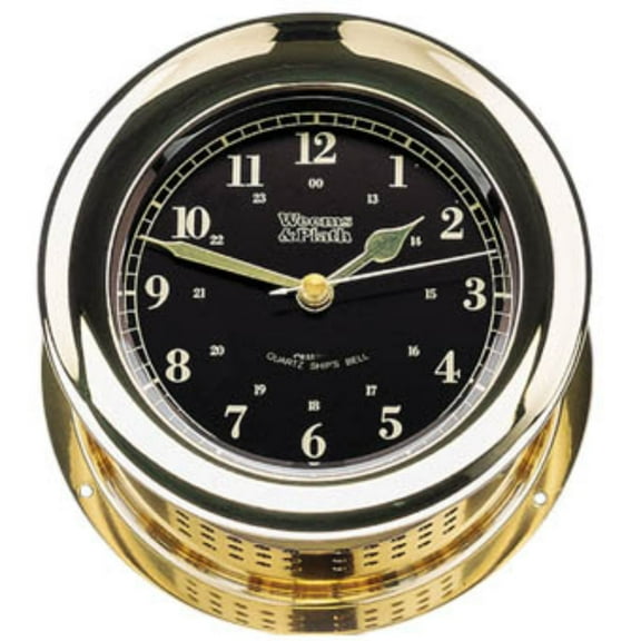 8" Gold and Black Traditional Round Shaped Bell Clock