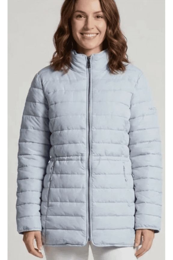 Blue Zip Water Resistant Comfort Stretch Women's Puffer Jacket XXL