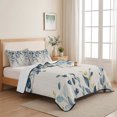 thumbnail image 5 of Twin XL Quilt Set 68''x98'', Navy Blue Eucalyptus Lightweight Summer Bedspread Coverlet Set with 2 Pillow Shams, Farmhouse Weeping Leaves Linen Breathable All Season Quilt Bedding for Dorm/Guest Room, 5 of 9