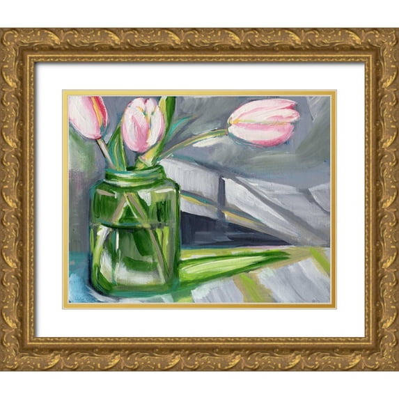 Seay, Anne 32x26 Gold Ornate Wood Framed with Double Matting Museum Art Print Titled - Glass Tulips