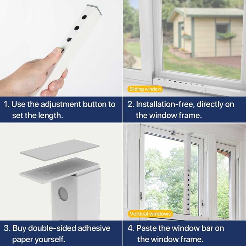 Adjustable AC Window Lock Bar, Small Security Bars for Child Safety, Stoppers Vertical Sliding A New