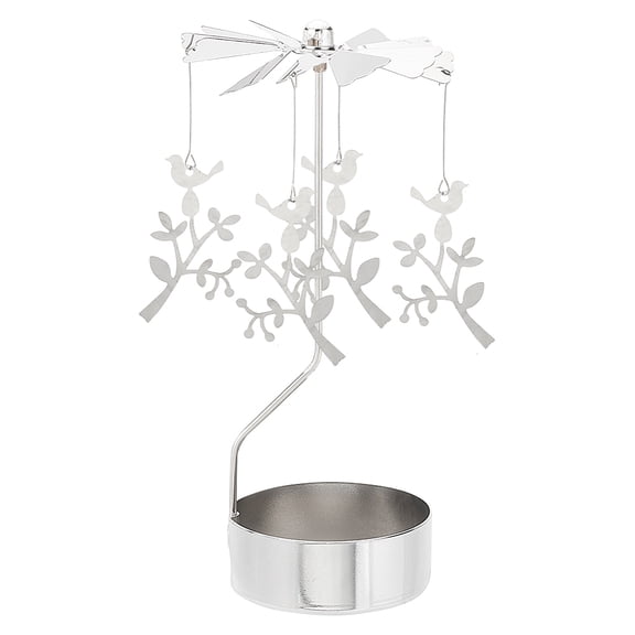Stainless Steel Spinning Rotary Candle Holder Stand Rotating Carousel Tea Light Holder for Wedding Christmas Party Decoration Branch 9.5x14cm