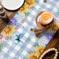 thumbnail image 3 of Sunflowers Table Runner - 72 Inch Long Spring Watercolor Flowers Butterflies Hydrangea Blue Cotton and Linen Blended Dress Scarves Farmhouse Table Runner for Kitchen Dining, Coffee Table, 13" x 72", 3 of 8