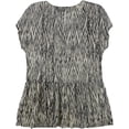 thumbnail image 2 of Lucky Brand Blusa estampada con peplum para mujer, marrón, pequeña, 2 of 2