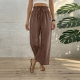 thumbnail image 4 of Capri Pants for Women High Waisted Wide Leg Casual Lounge Pant Summer Adjustable Drawstring Trousers with Pockets Brown S, 4 of 8