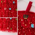 thumbnail image 4 of ATAIKU Toddler Girls Christmas Tree Dress Kids Girls Xmas Glitter Star Pompom Embroidery Tulle Tiered Holiday Dresses with Headband, 4 of 6