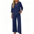 thumbnail image 4 of Lounge Sets for Women 2026 Summer Casual 3/4 Sleeve Shirts Wide Leg Pants Matching Tracksuit Sets Summer Spring Vacation Travel Outfits Fashion Clothing Xl, 4 of 4