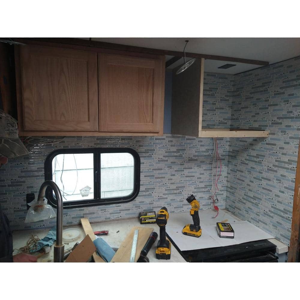12 in. x 12 in. x 0.06 in. Vinyl Azure Grey Peel and Stick Backsplash Tile for Kitchen/Bathroom (10-Tiles/Pack)