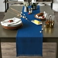 thumbnail image 2 of Solid Navy Heavyweight Fringed Table Runner 14x108, 2 of 3