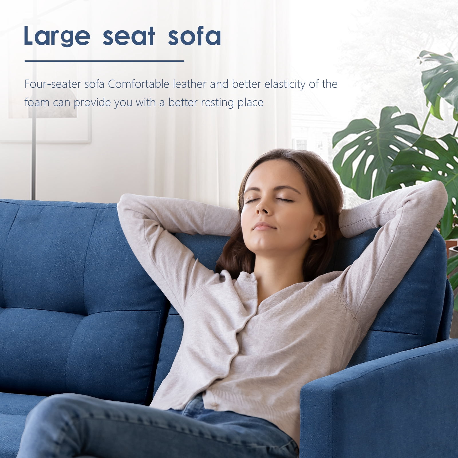 Haverchair Modern Sectional Sofa Couch with Reversible Chaise L-Shaped Couch for Living Room,BLUE