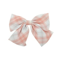 Unique Bargains 1 Pc Simple Plaid Bow Hair Clips for Home Pink