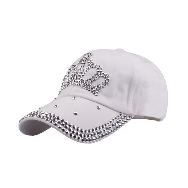 Minnieouse Sombrero para el sol con purpurina, gorra brillante y transpirable para deportes al aire libre y viajes, gorra de béisbol vaquera para Sombreros blanco