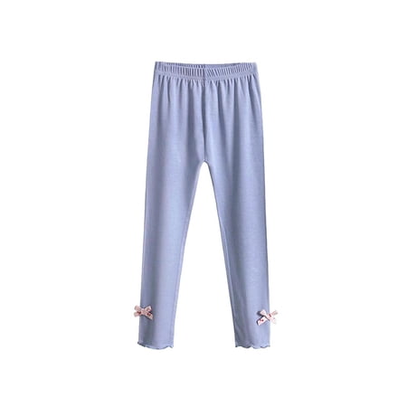 zbxnLI Toddler Girls Cotton Leggings Side Bow Elastic High Waist Full Length Tight Pants for Little Girls