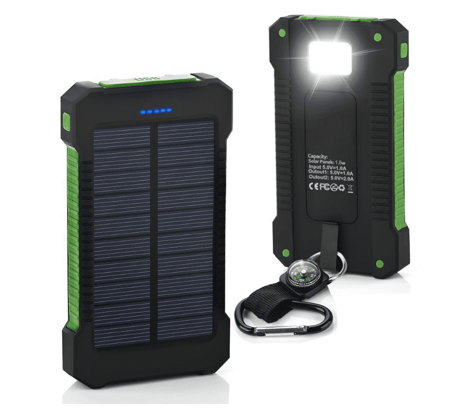 Waterproof 500000mAh 2 USB Portable Solar Battery Charger Solar Power