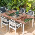 thumbnail image 2 of Pink Christmas Table Cloths for 5 Foot Rectangle Tables, Xmas Tree Gingerbread Snowman Winter Patio Waterproof Elastic Fitted Tablecloths, Washable Rectangular Table Cover for Camping, 2 of 8