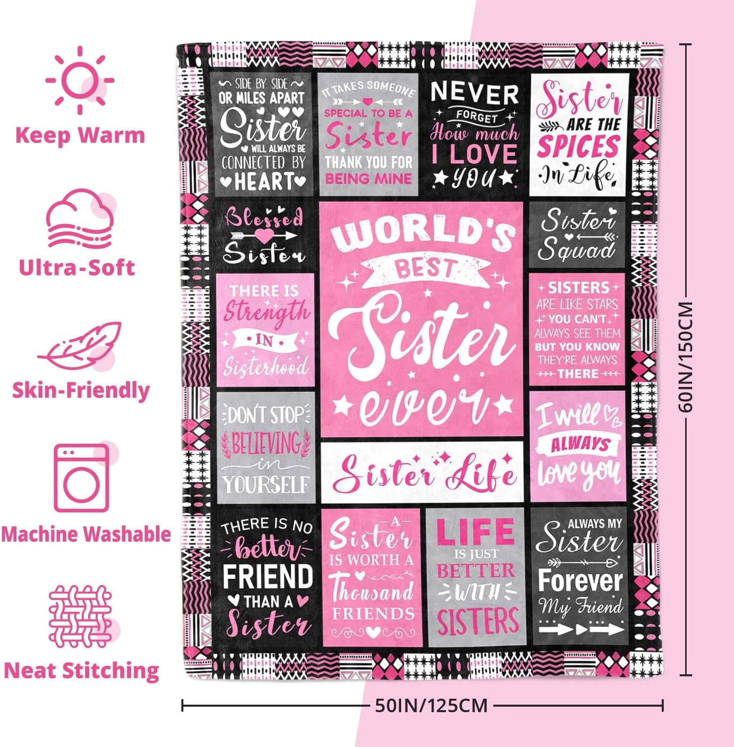 Sister Gifts Sisters Gifts from Sister Birthday Gifts for Sister Soul Sister Gifts for Women Best Friend Ever Gifts for Women Big Sister Gifts for Girl Christmas Birthday Gifts Sister Blanket