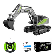 Funtogether Toys RC Excavator Toy, 6 Channel 1:24 Scale Remote Control Construction Vehicle with 360° Rotation and Rechargeable Battery for Kids