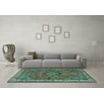 thumbnail image 3 of Ahgly Company Machine Washable Indoor Rectangle Persian Turquoise Blue Traditional Area Rugs, 7' x 9', 3 of 4