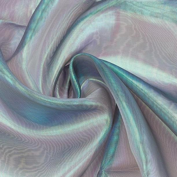 Tela de organza iridiscente transparente de 4,3 yardas, 59 pulgadas de ancho, gasa holográfica mágica, tela brillante