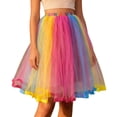 thumbnail image 2 of oqasdz Skirts for Women High Waisted Colorful Layered Mesh Asymmetrical Heam Design Casual Flowy A Line Elastic Waistband Party Wear, 2 of 4