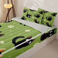 thumbnail image 3 of jejeloiu Cartoon Cat Paw Print Zipper Twin Comforter Sets with Fitted Sheet and 2 Pillowcases Kids,Cute Kitten Pattern Zipper Bedding Set,Reversible,4-Piece, 3 of 7