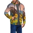 thumbnail image 2 of Honeii Horse Sunflowers Print Hoodies for Men, Pullover & Full Zip, Breathable Zip up Hoodie, Sweatshirt-Large, 2 of 5