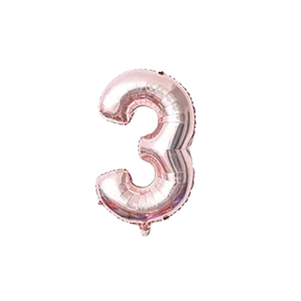 Yuarrent 16 pulgadas Tamaño grande Oro Plata Rosa Oro Número Globo Cumpleaños Decoraciones para fiestas de bodas Globos de aluminio Niño Niño Juguete Kits de decoración para fiestas Oro rosa tres