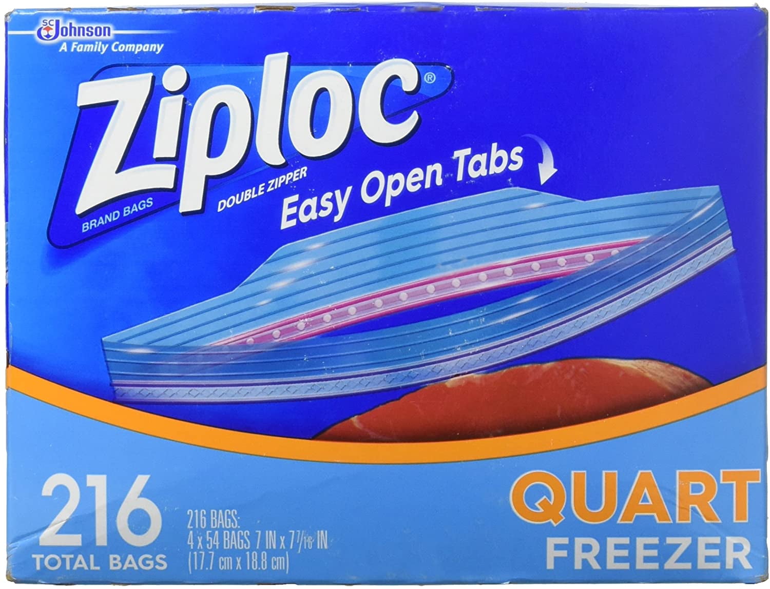 for sale online 216 Bags Ziploc Double Zipper Heavy Duty Quart Freezer Bags 
