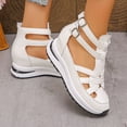 thumbnail image 4 of Rokment Platform Wedge Gladiator Sandals for Women Vintage Casual Leather Closed Toe Chunky Height Increasing Comfortable Non Slip Walking Work Sneakers Summer Shoes White Size 9, 4 of 8