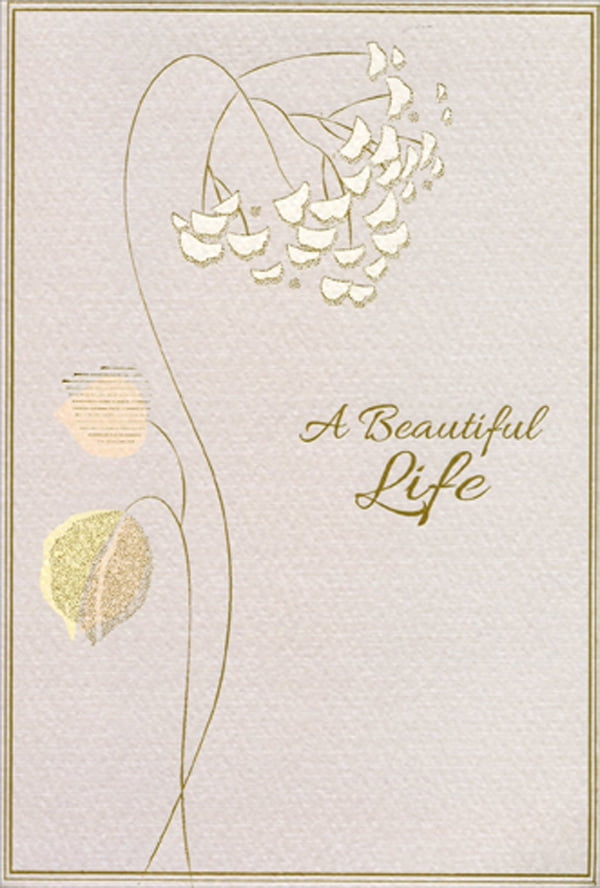 Pictura Gold Foil Border with Small White Flowers Sympathy Card