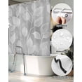 thumbnail image 5 of Split Shower Curtain for Transfer Bench, Silver Gray Leaves Fabric Shower Curtains for Bathroom, Vintage Abstract Branch Botanical Tub Sliding Transfer Bench Waterproof Bath Curtains 72"x72", 5 of 9