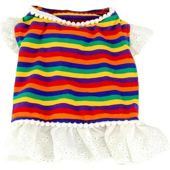 Dog Shirt Striped Skirt Dog Dresses for Large Dogs Girl Soft Cotton Lace Puppy Apparel