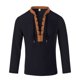 thumbnail image 5 of pstuiky camisetas de manga larga para hombre, Camiseta de manga larga con cuello alto, diseño de patchwork marrón y cordón ajustable para hombre Tops casuales para hombres m, 5 of 6