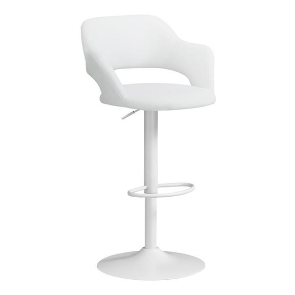 Bar Stool Swivel Bar Height Adjustable Metal Pu Leather Look White