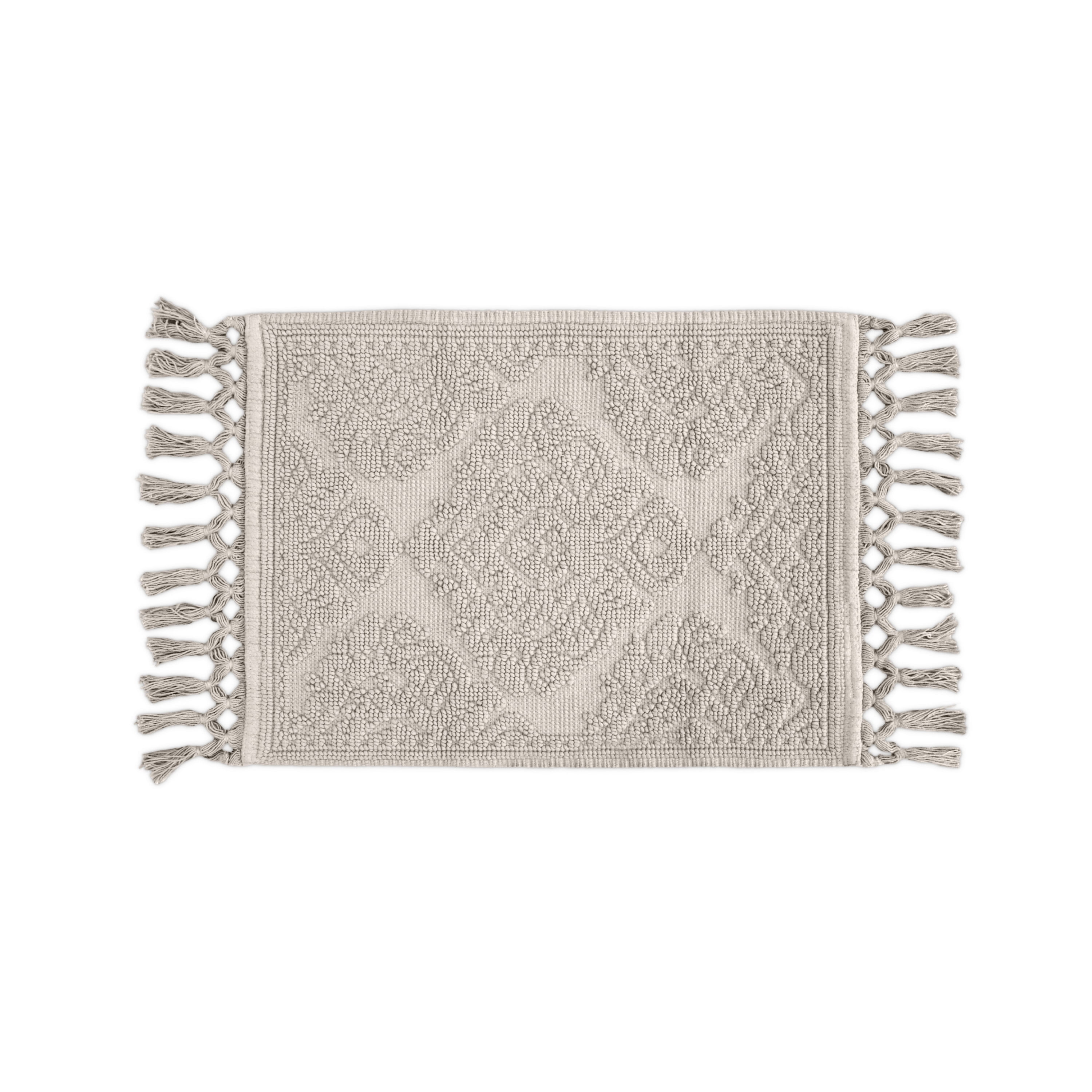 Jean Pierre Ricardo Cotton Fringe 17 x 31 in. Bath Rug, Light Grey