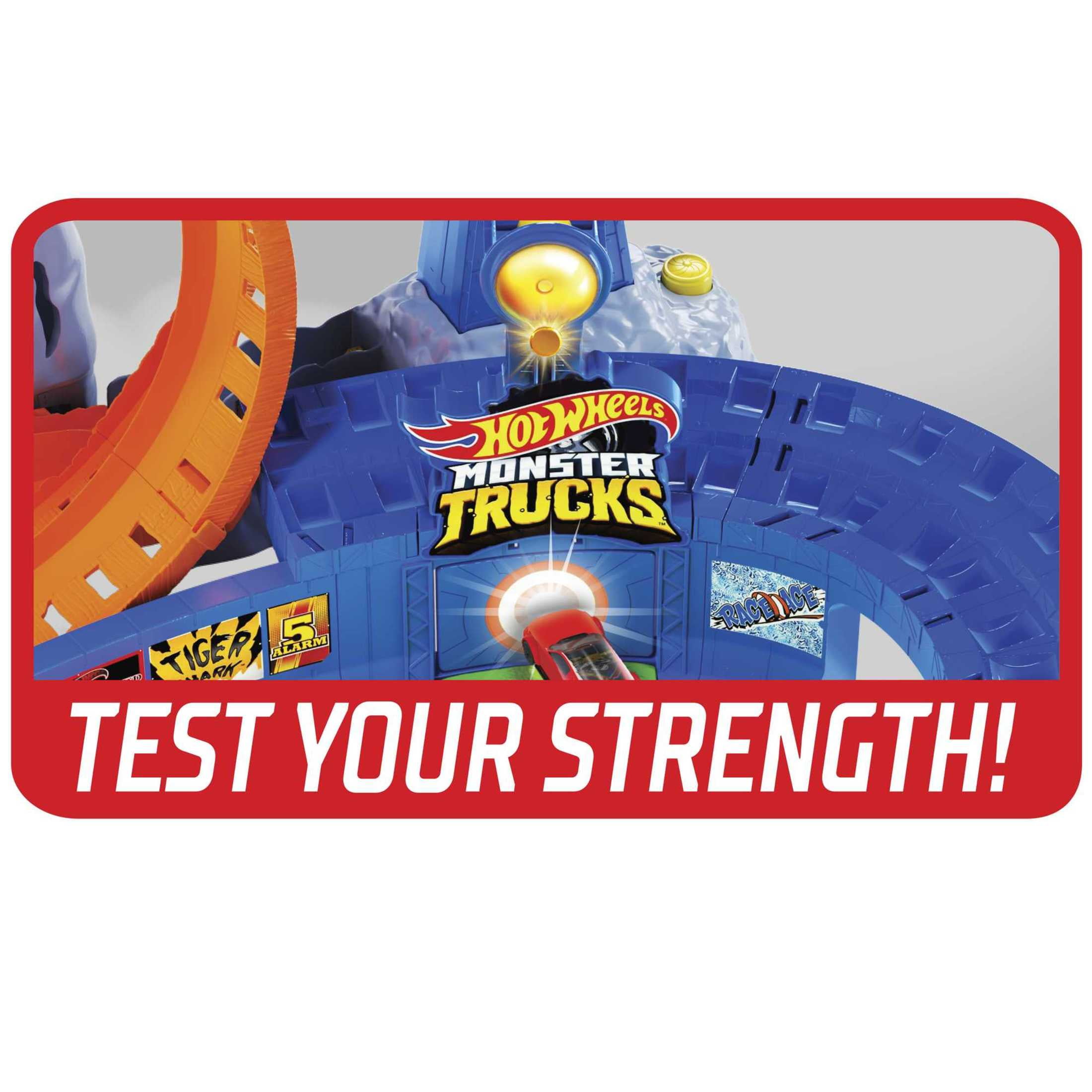 Hot Wheels Monster Trucks T-Rex Volcano Arena Playset with 1 Toy Truck & 1 Toy Car