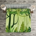 thumbnail image 3 of Ambesonne Plant Quilted Bedspread Set 3 Pcs, Cartoon Rainforest, Queen Size, Forest Green, 3 of 3