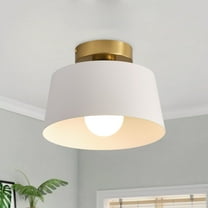 Aiwen Semi Flush Mount Ceiling Light Fixture Drum Light With White Metal Shade Modern Lighting For Bedroom Hallway Living Room