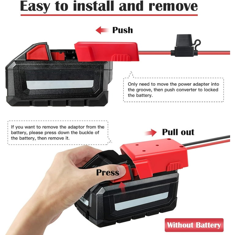 2 Pack Milwaukee M18 Battery Adapters for Power Wheels 18V with Fuses 12AWG Wiring Walmart