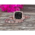 thumbnail image 6 of Princess Cut 2.50 Carat Black Diamond Moissanite Engagement Ring Set On 10k Rose Gold Matching Band Promise Ring Milgrain Anniversary Gift Bridal Ring, 6 of 6