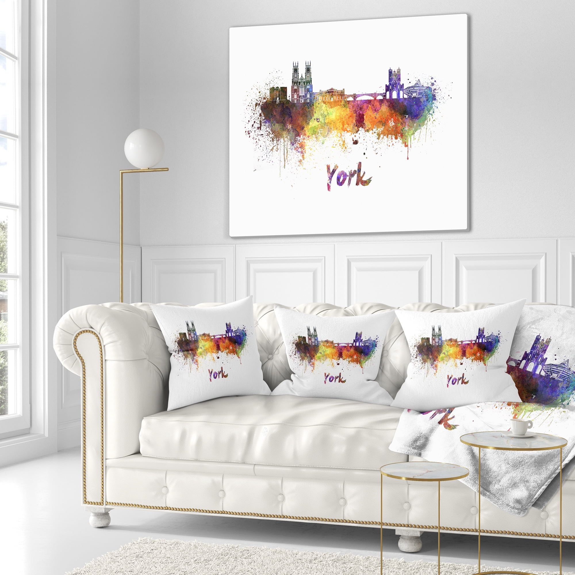 Designart York Skyline - Cityscape Throw Pillow - 18x18