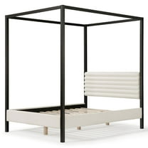 Furniture of America Elra Adult Queen Wood Mattress Ready Bed with Canopy Frame, White