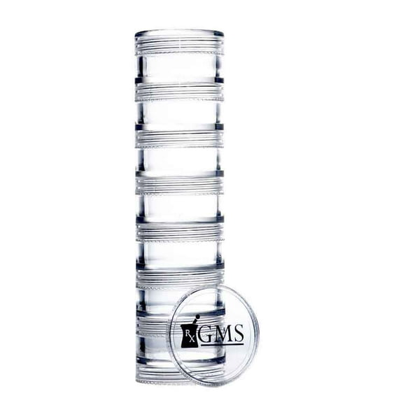 GMS 7 Day Stack Tritan Plastic Pill Case Two Lids & Labels (Extra Small)
